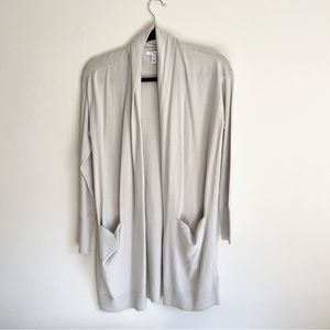 Lightweight Gray Long Cardigan with Pockets